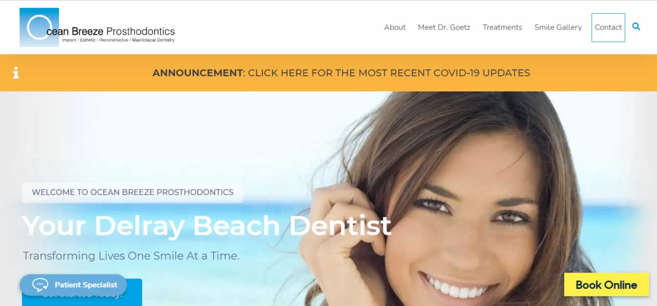 Ocean Breeze Prosthodontics screenshot de la página web