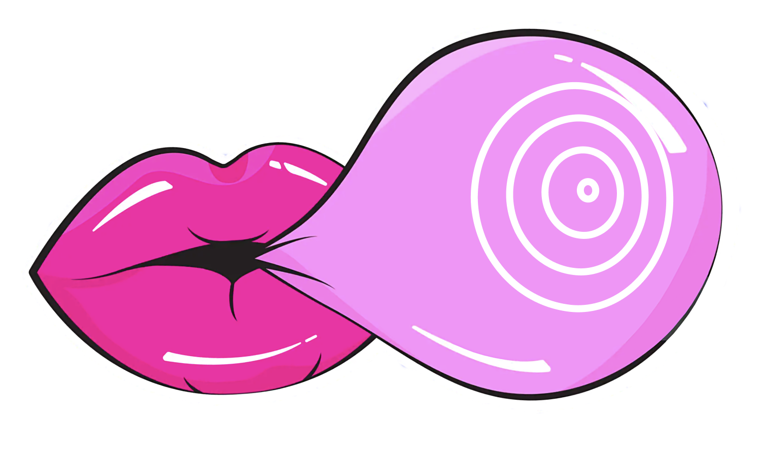 Red lips with bubble gum