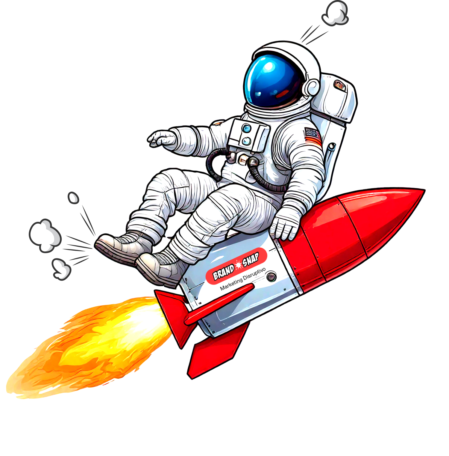 Astronaut riding a rocket